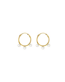 9ct Gold Fresh Pearls Hoops