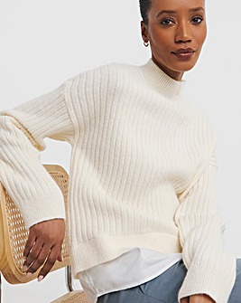 Cream Woven Knit 2 in 1 Jumper