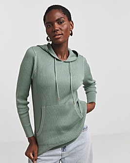 Ribbed Knitted Hoodie