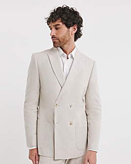 Linen Blend Double Breasted Blazer