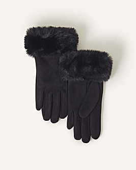 Accessorize Suedette Faux Fur Gloves