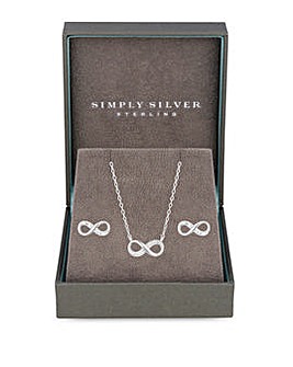 Simply Silver Sterling Silver 925 Infinity Set - Gift Boxed