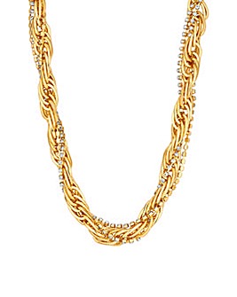 Mood Gold Crystal Interlinked Chain Twist Necklace