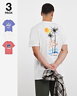 3 Pack Cali Print Graphic T-shirts