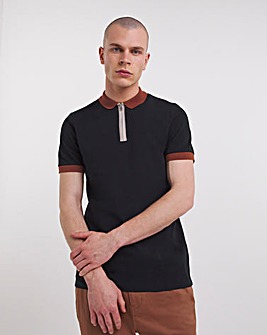 Pure Cotton Zip Neck Pique Polo Long