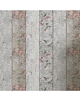 Fresco Distressed Wood Floral Multicoloured Wallpaper