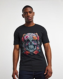 Skull Floral Graphic T-Shirt Long