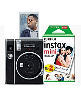 Fujifilm Instax Mini 40 Instant Camera including 30 Shots - Black