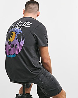 Garment Washed Paradise Palms Graphic Tshirt Long