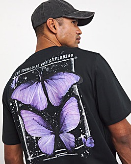 Relaxed Fit Digital Butterfly Graphic T-Shirt