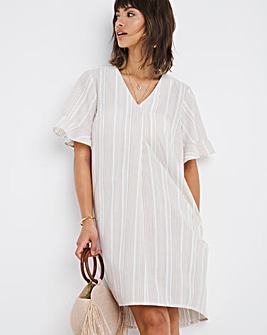 Frill Sleeve Cocoon Stripe Dress