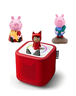 Toniebox 2 Sunset Red Starter Set and 2 Peppa Pig Audio Characters Bundle