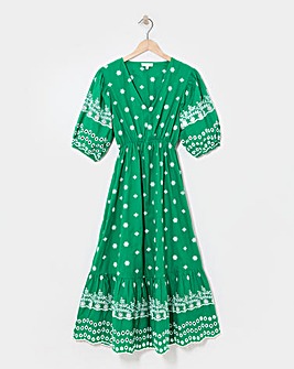 Contrast Broderie Tea Dress