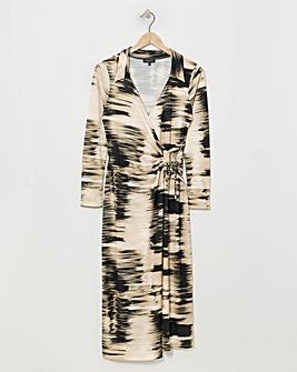 Blurred Stripe Wrap Shirt Dress