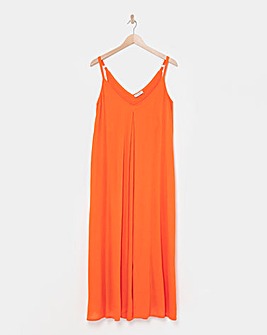 Pleated Front Pinafore Maxi Dress