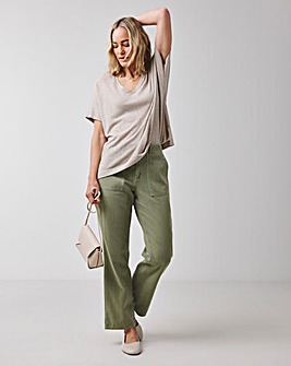 Khaki Straight Leg Cargo Jeans