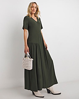 Asymmetric Pleated Panel Maxi Dress