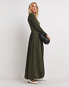 Bubble Hem Popplin Rib Dress