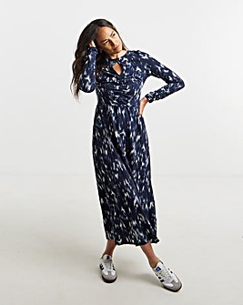 Ruched Front Ruched Sleeve Jersey Maxi Dress