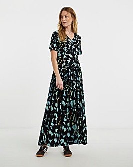 Asymmetric Pleated Panel Maxi Dress