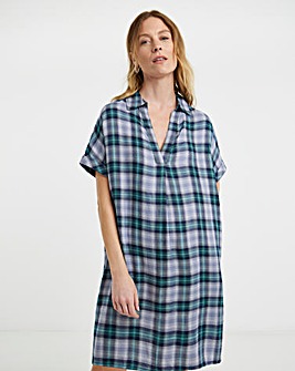 Check Collared Tunic Dress