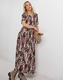 Asymmetric Pleated Panel Maxi Dress