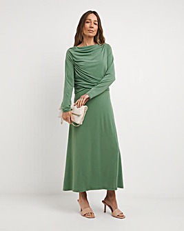 Long Sleeve Drape Detail Dress