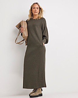 Textured Jersey Drop Shoulder Midi Dress