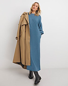 Textured Jersey Drop Shoulder Midi Dress