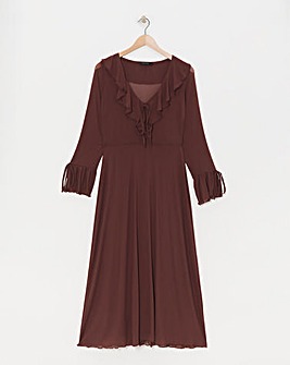 Mesh Ruffle Detail Maxi Dress