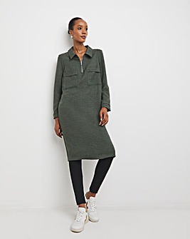 Long Sleeve Zip Collared Dress