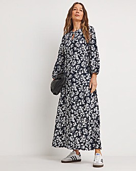 Textured Jersey Keyhole Maxi Dress