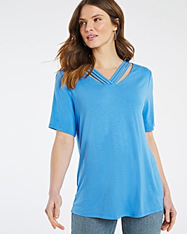 Julipa Leisure Jersey Top with Cross Neck Detail