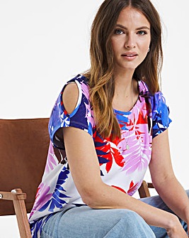 Julipa Palm Print Cold Shoulder Top