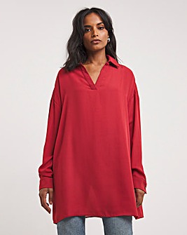 Crimson Pullover Oversized Shirt