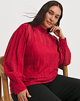 Scarlet Long Sleeve High Neck Lace Top