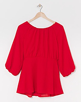 Scarlet Exposed Back Textured Swing Top