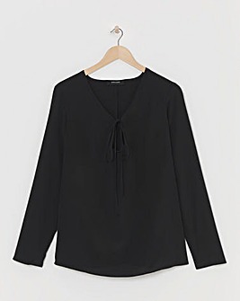 Black Tie Neck Cut Out Top