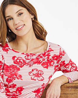 Julipa Stripe Floral Print T Shirt