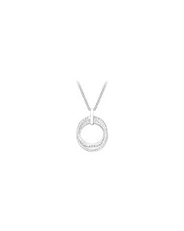 9ct Gold CZ Linked-Rings Pendant & Chain