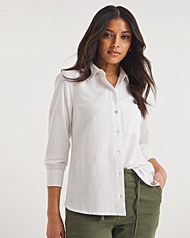 White Long Sleeved Linen Shirt