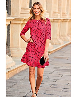 Sosandar Spot Ruffle Hem Shift Dress