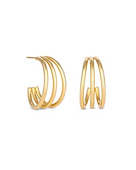 MOOD Mood Gold Polished Fluid Multi Ring Fish Hook Drop Earrings