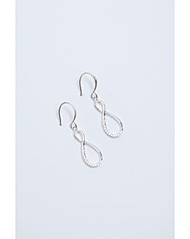Simply Silver Sterling Silver 925 Polished And CZ Infinity Drop Earrings