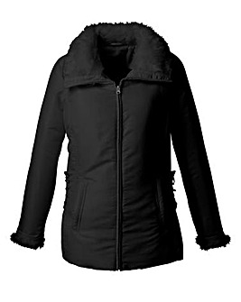Lightly Padded Jacket With Fur Trim