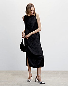 Mango Black Textured Midi Dress