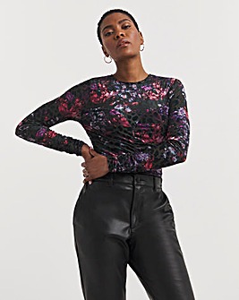 Ted Baker Matella Floral Mesh Bodysuit With Animal Texture