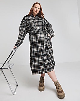 Tommy Jeans Checkered Midi Shirt Dress