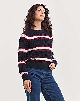 Tommy Hilfiger Striped Cable Knit Jumper