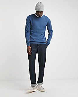 Blue Cotton Crew Neck Jumper